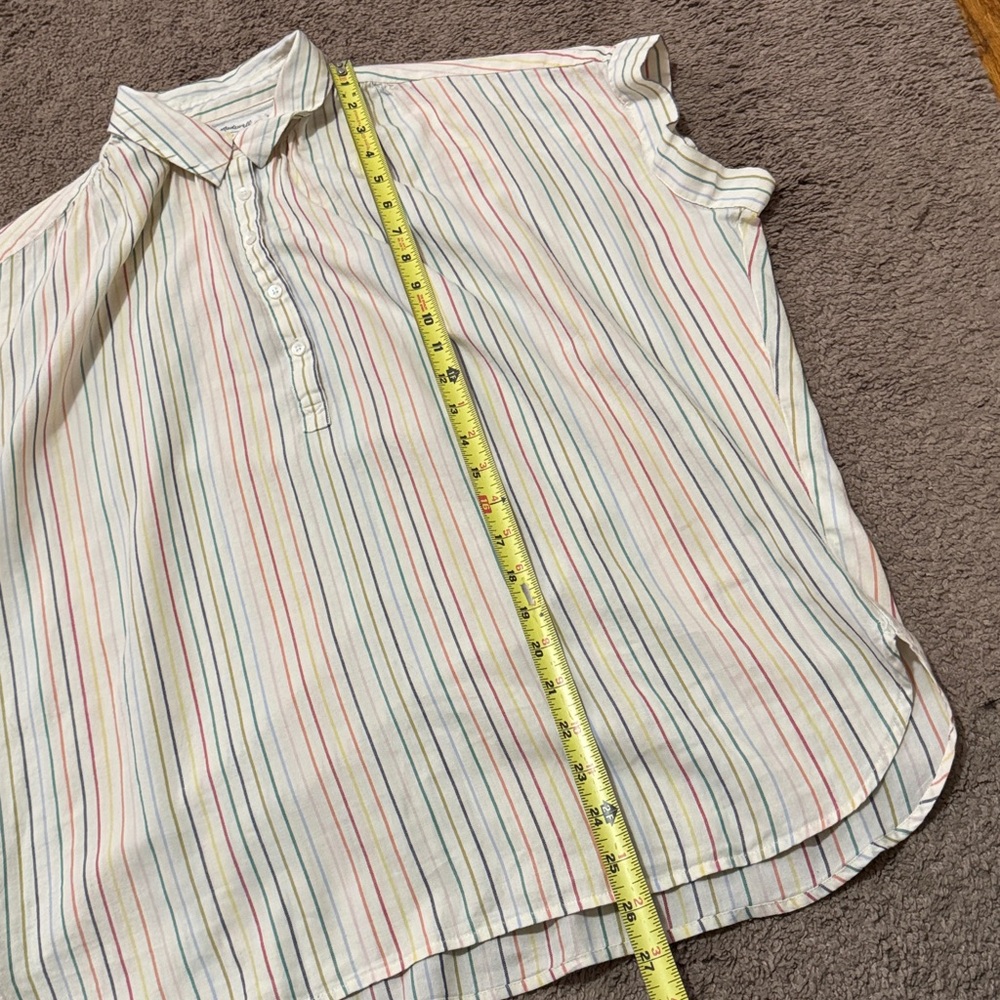 Madewell Central Stripe Popover Shirt-Sz M-Over Sized-Cotton-Multi Color-EUC - Picture 15 of 16